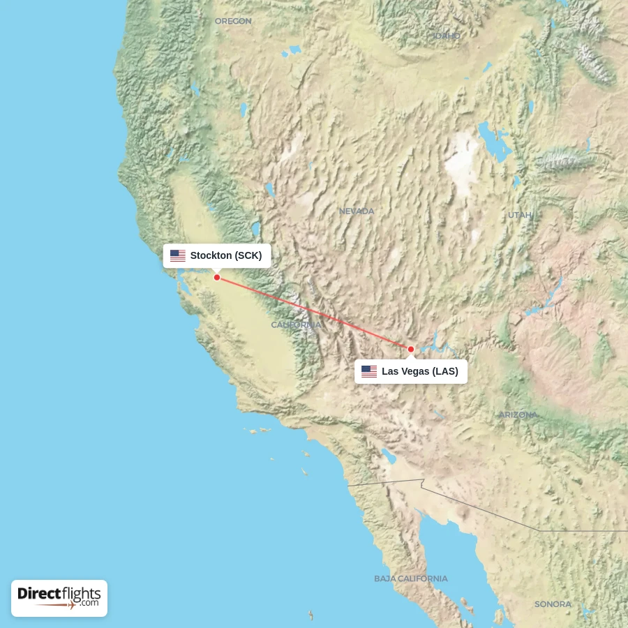 LAS - SCK route map