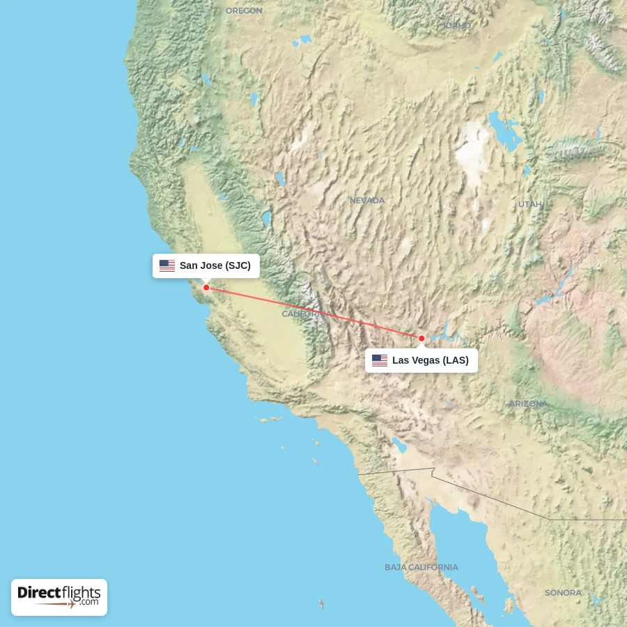 LAS - SJC route map