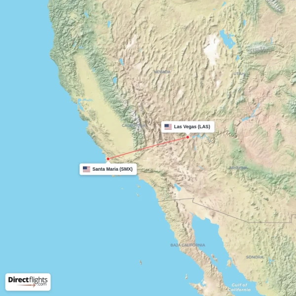 Las Vegas - Santa Maria direct flight map