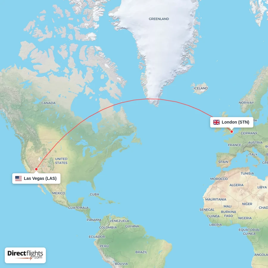 LAS - STN route map