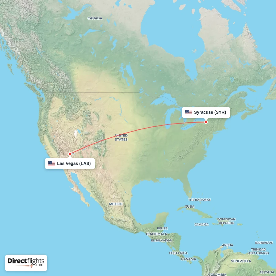 LAS - SYR route map