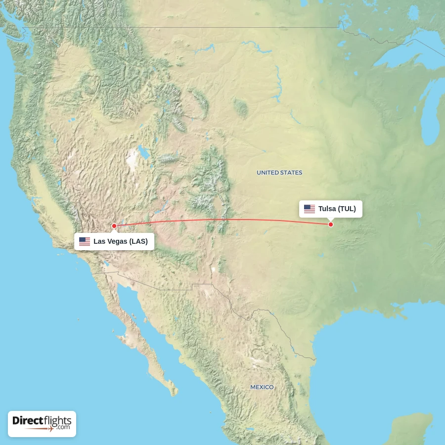 LAS - TUL route map