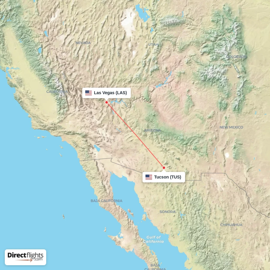 LAS - TUS route map