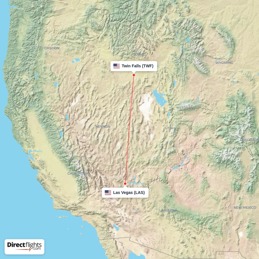 LAS - TWF route map