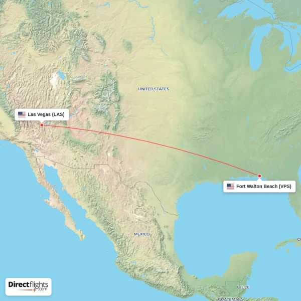 Las Vegas - Fort Walton Beach direct flight map