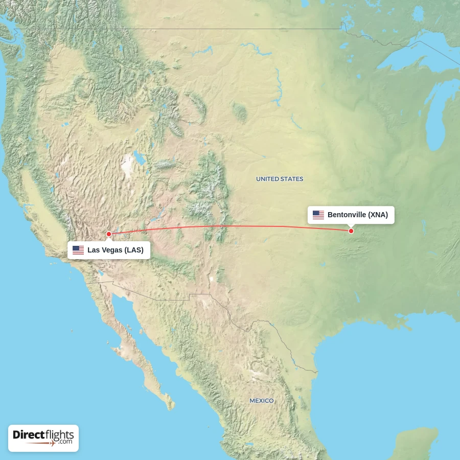 LAS - XNA route map