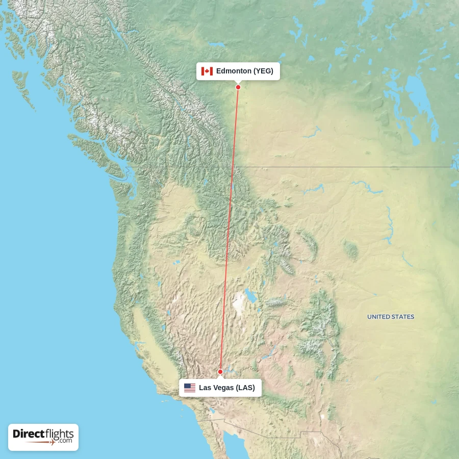 LAS - YEG route map