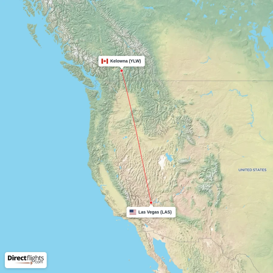 LAS - YLW route map