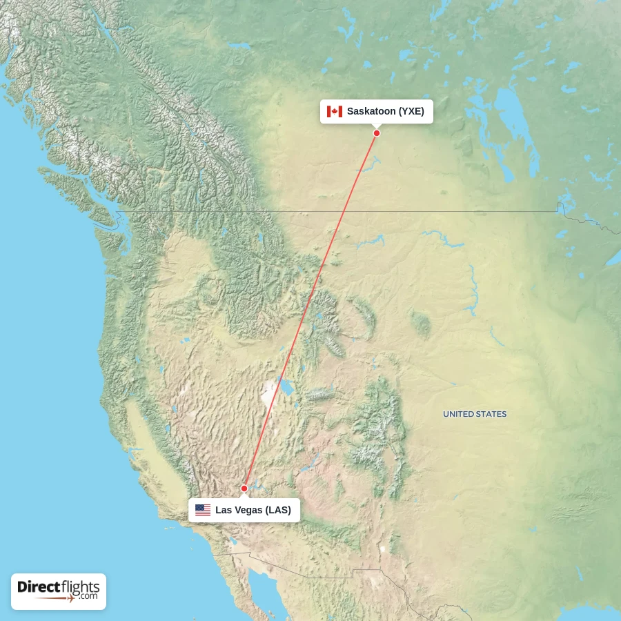 LAS - YXE route map
