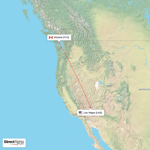Las Vegas - Victoria direct flight map