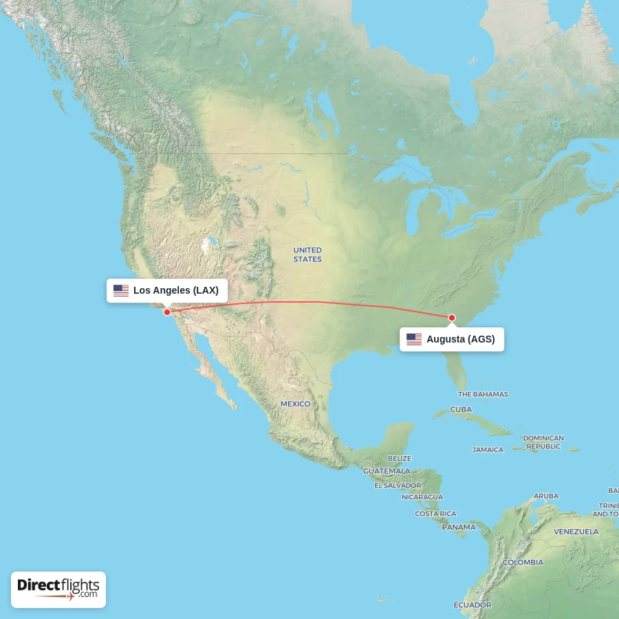 LAX - AGS route map