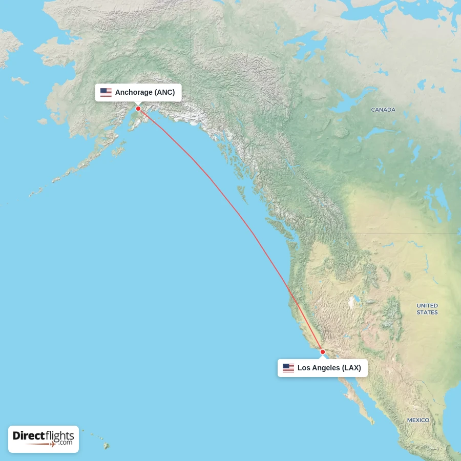 LAX - ANC route map