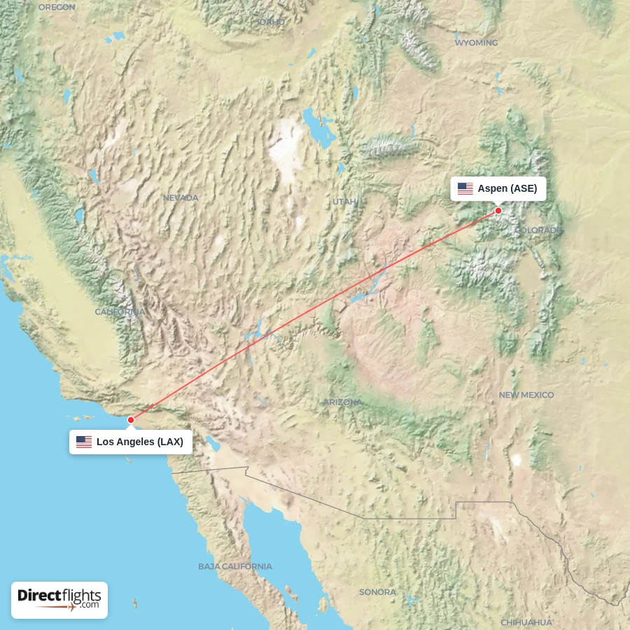 LAX - ASE route map