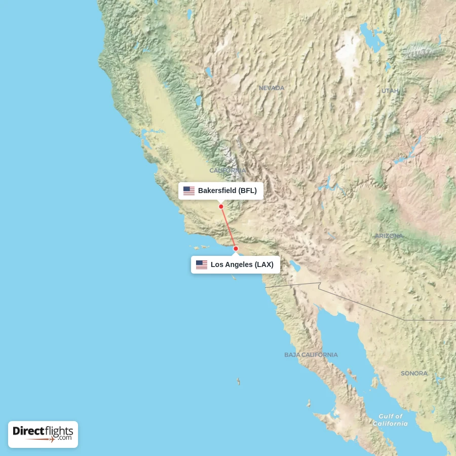 LAX - BFL route map