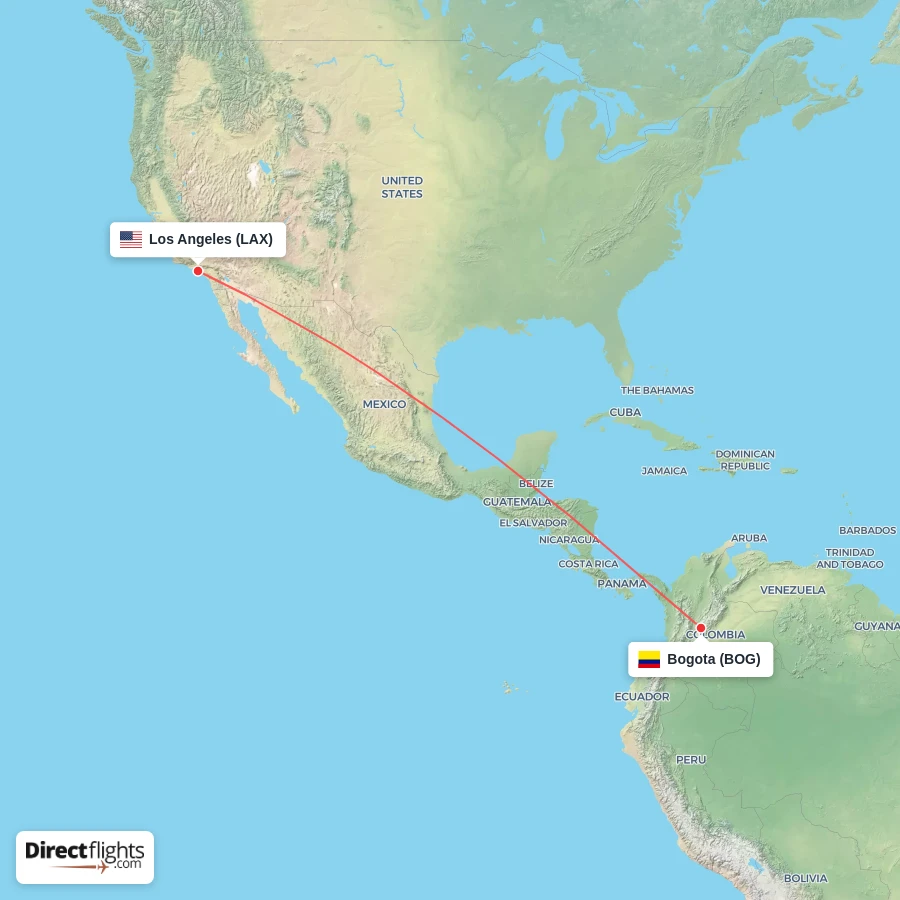 LAX - BOG route map