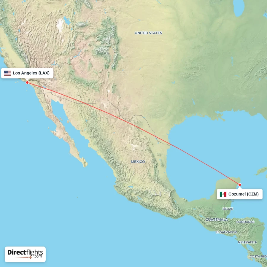 LAX - CZM route map