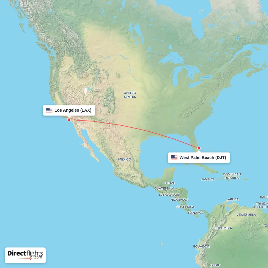 LAX - DJT route map