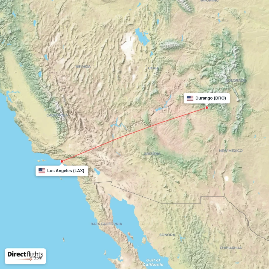LAX - DRO route map