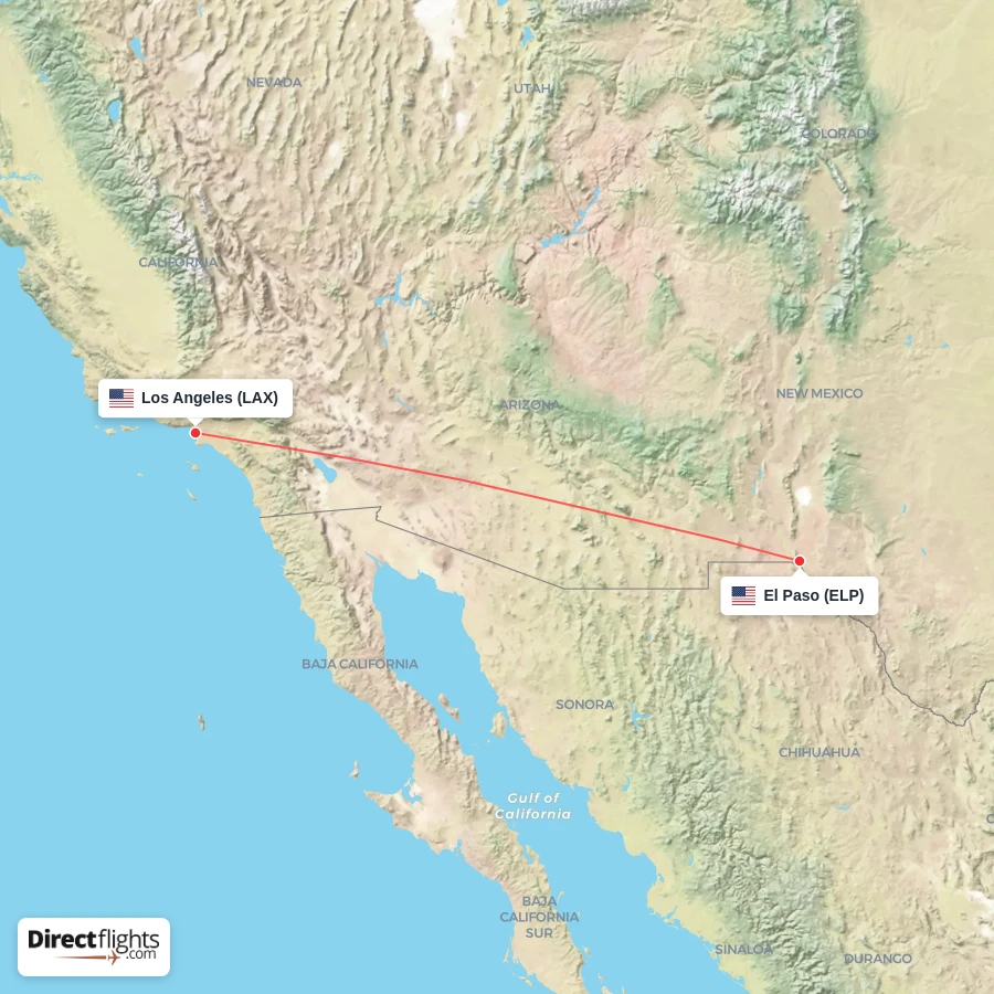 LAX - ELP route map