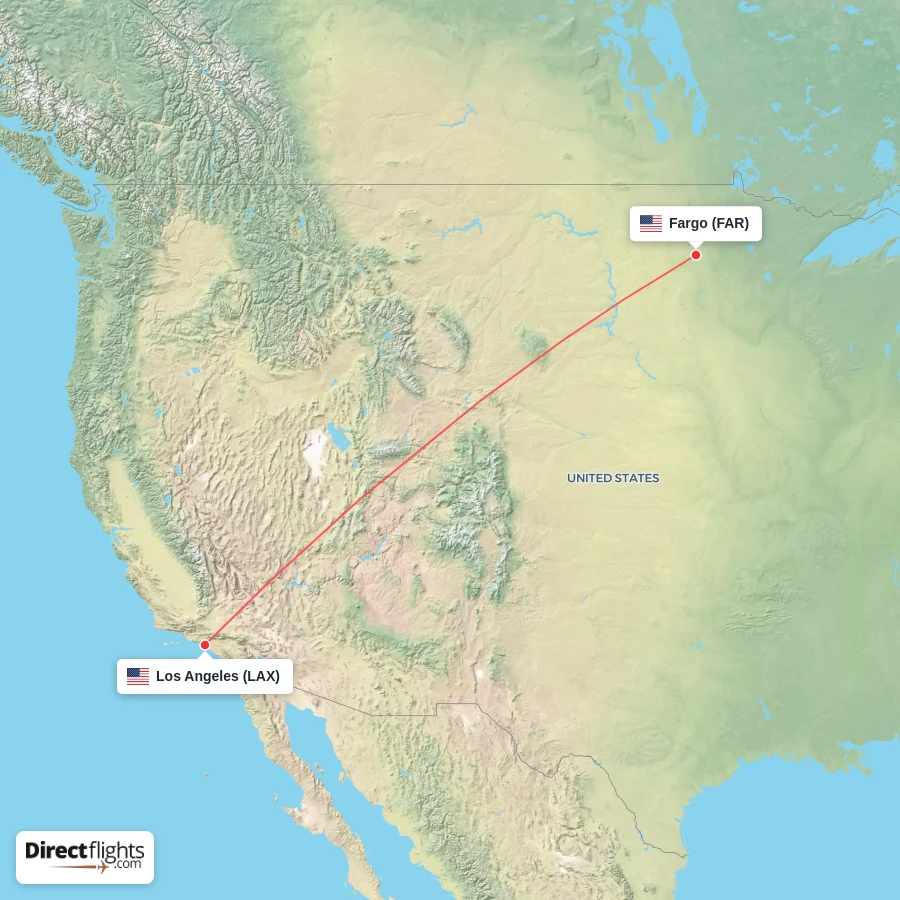 LAX - FAR route map
