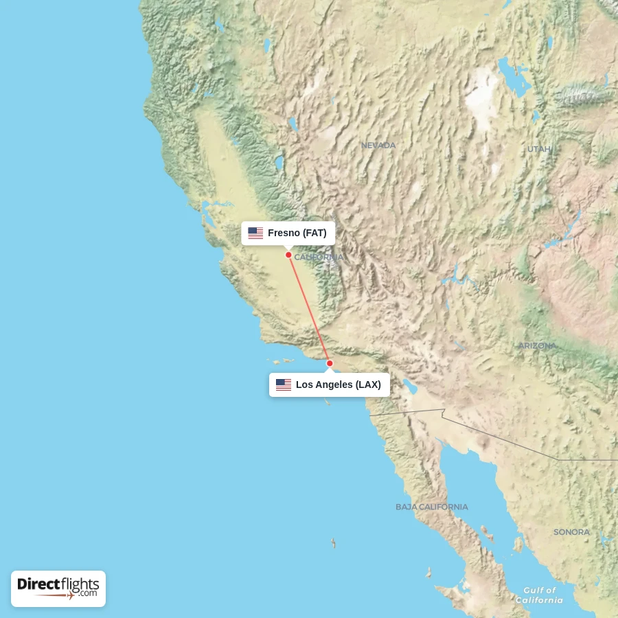 LAX - FAT route map