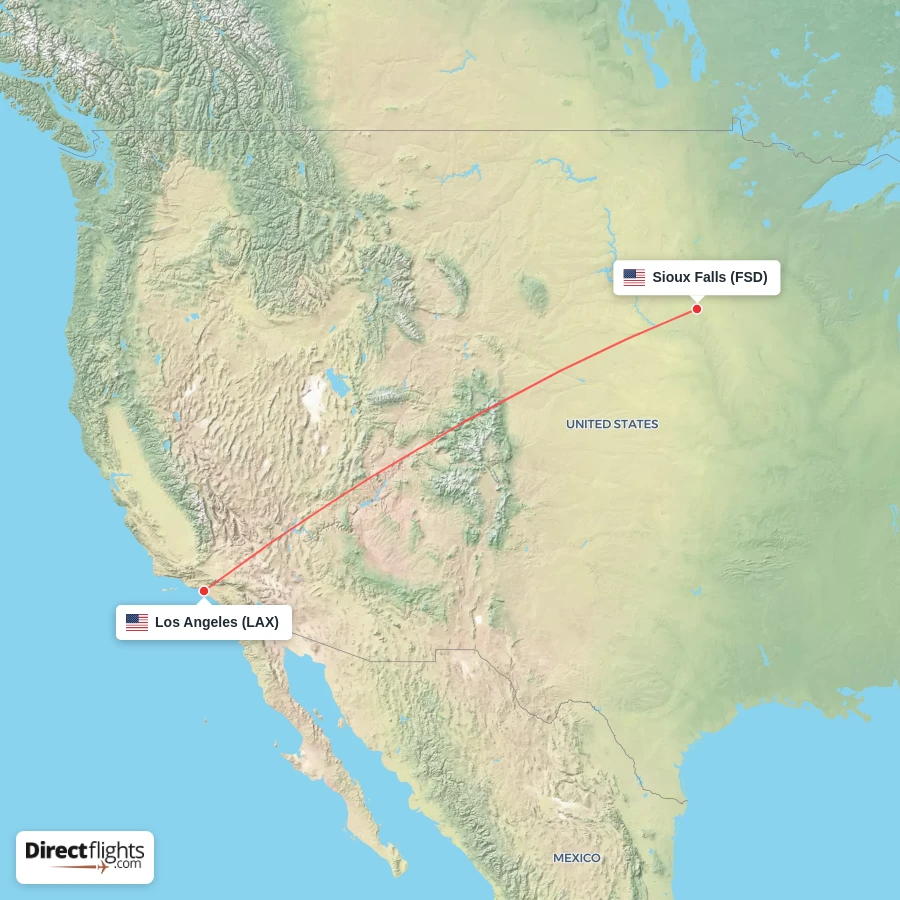 LAX - FSD route map