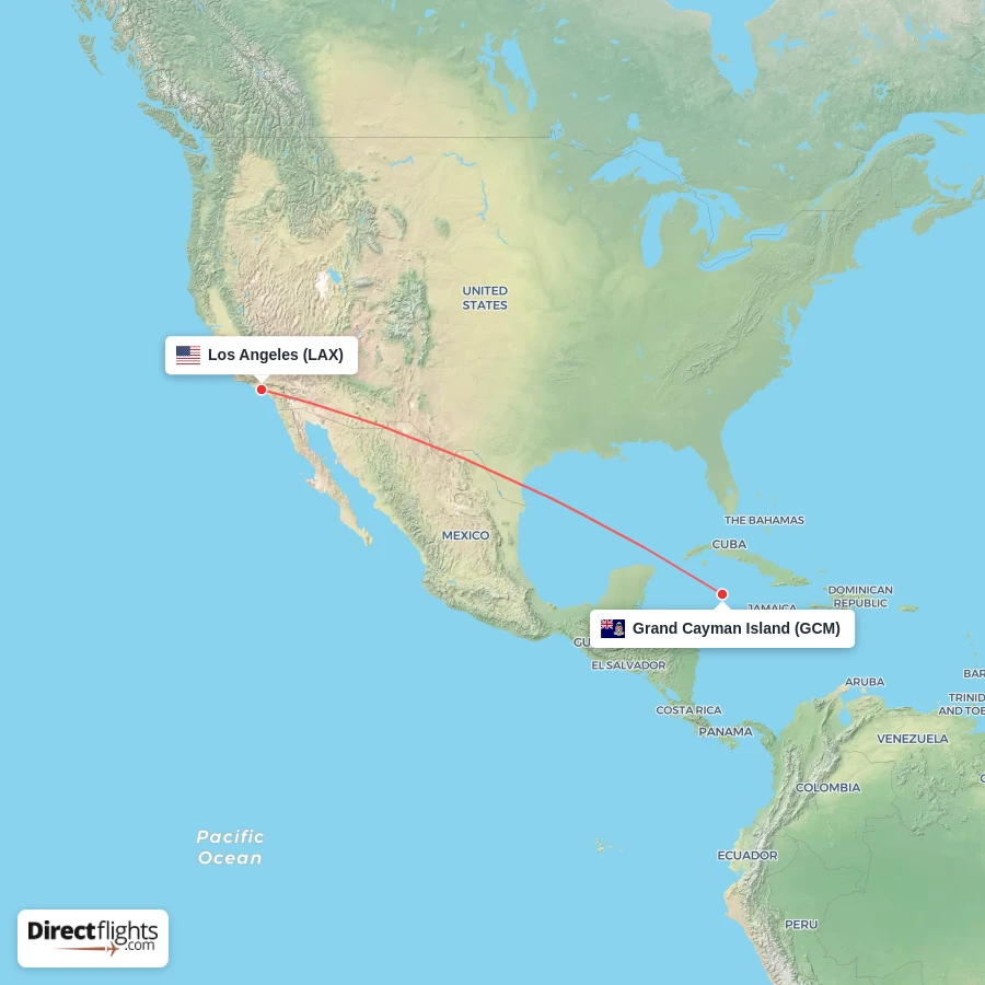 LAX - GCM route map