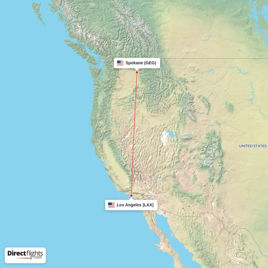 LAX - GEG route map