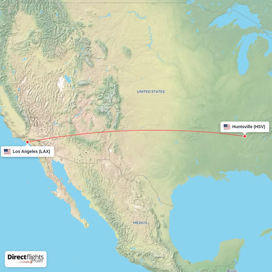 LAX - HSV route map