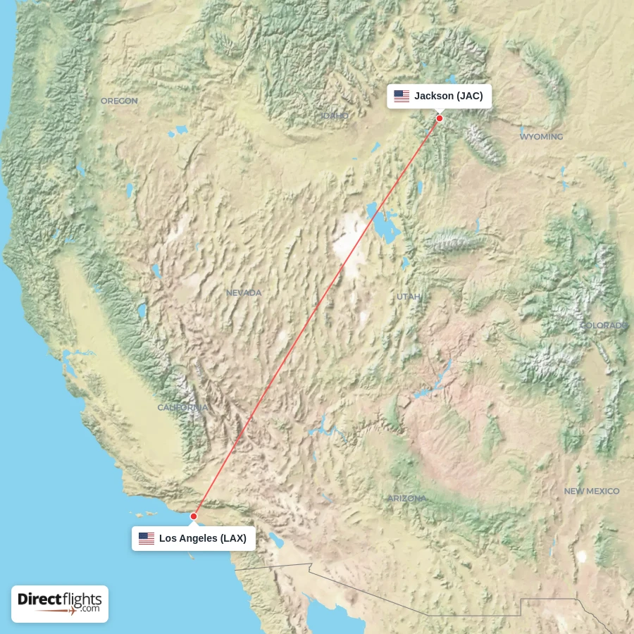LAX - JAC route map