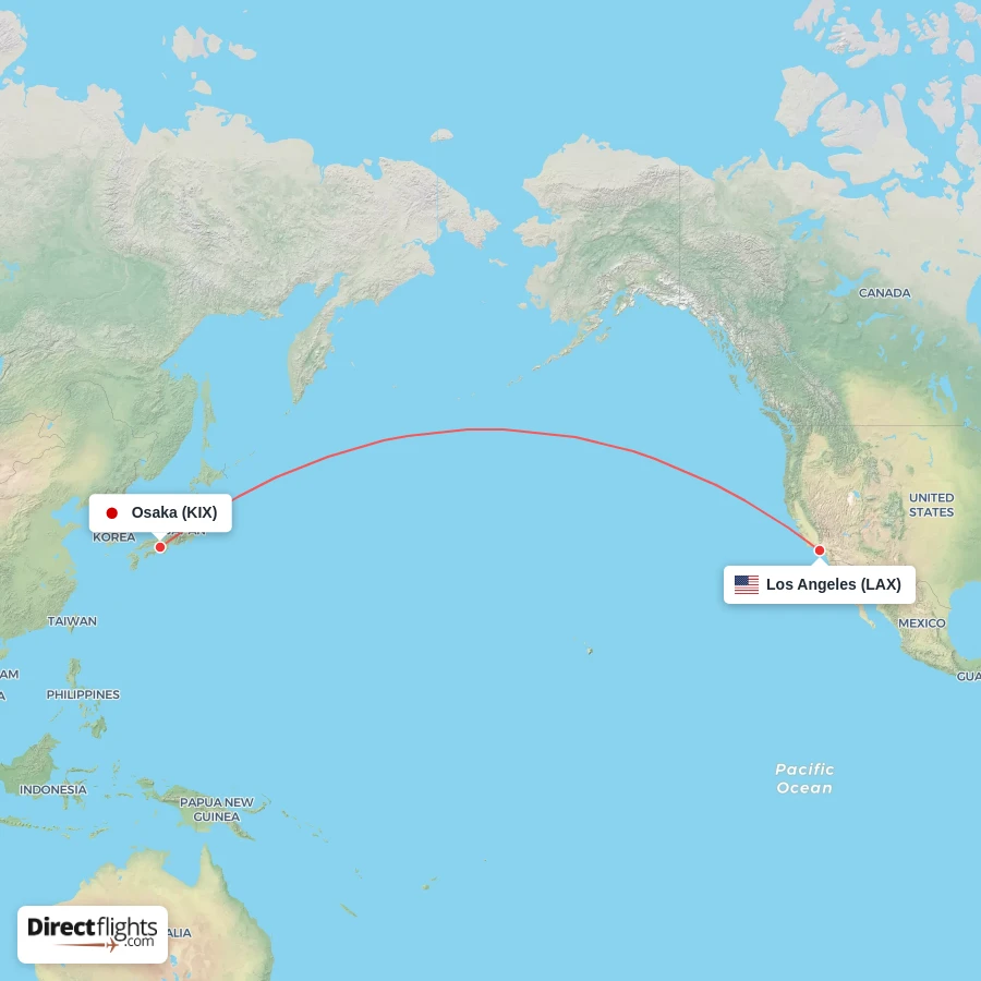LAX - KIX route map