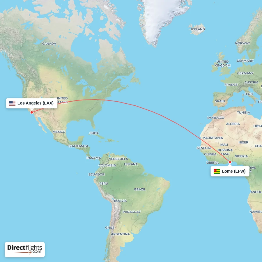 LAX - LFW route map