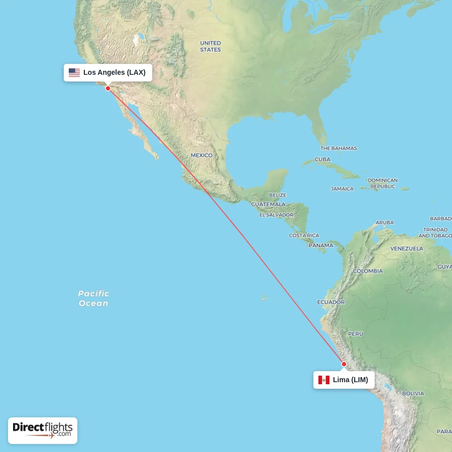 LAX - LIM route map