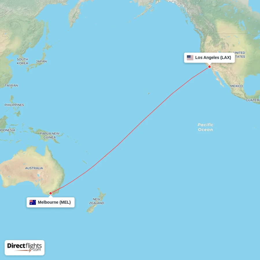 LAX - MEL route map