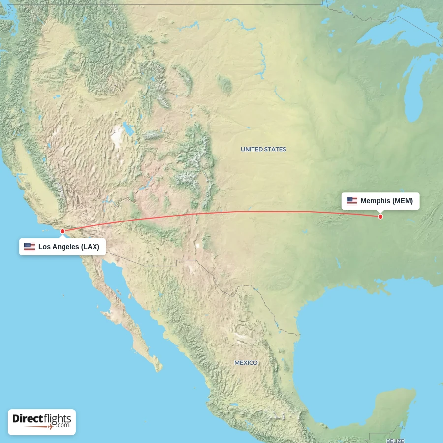 LAX - MEM route map
