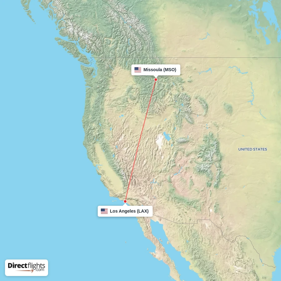 LAX - MSO route map