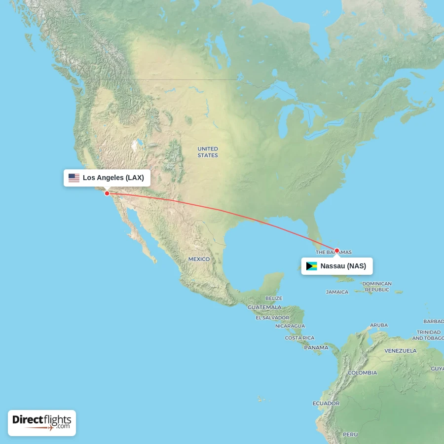 LAX - NAS route map