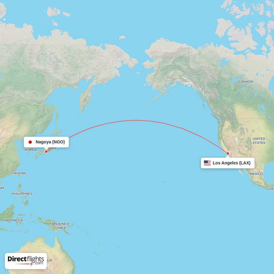 LAX - NGO route map