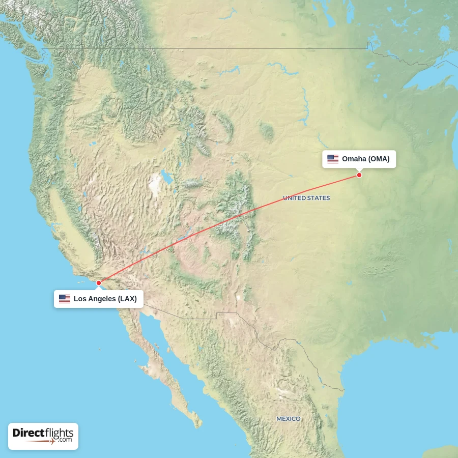 LAX - OMA route map
