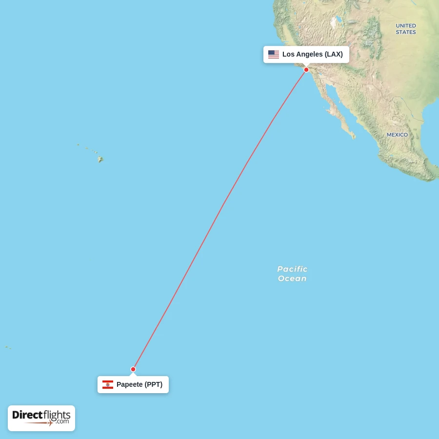 LAX - PPT route map