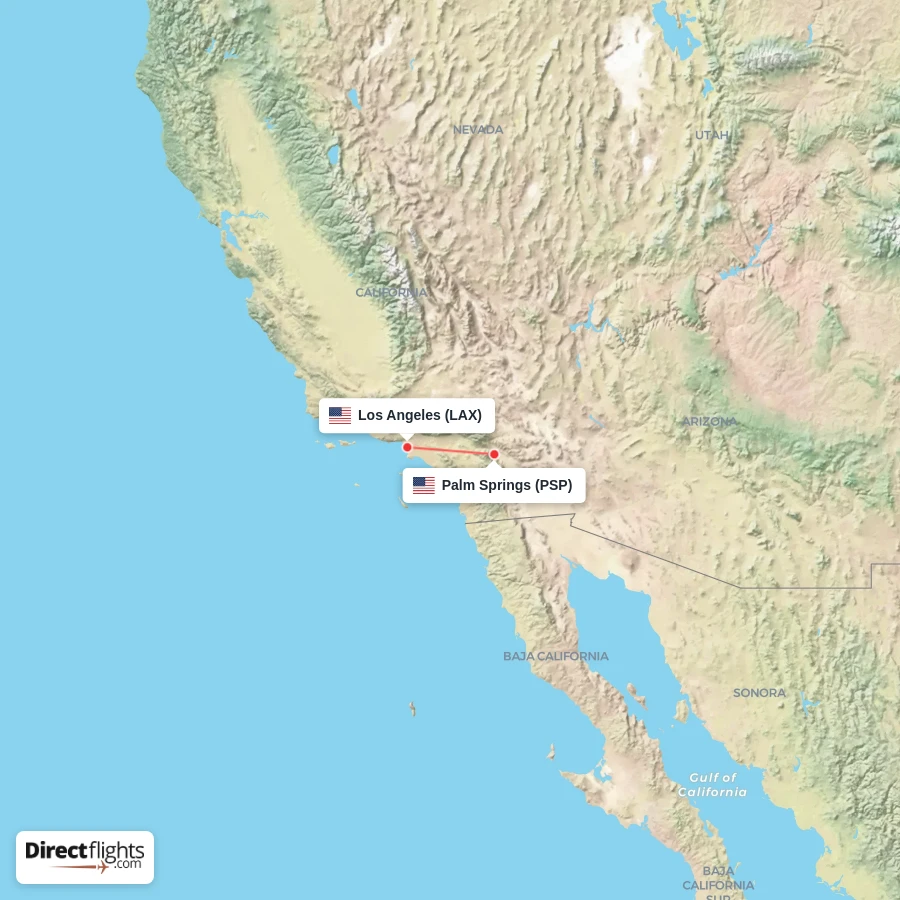 LAX - PSP route map