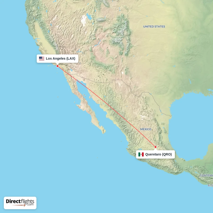 LAX - QRO route map