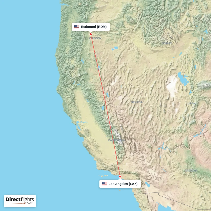 LAX - RDM route map