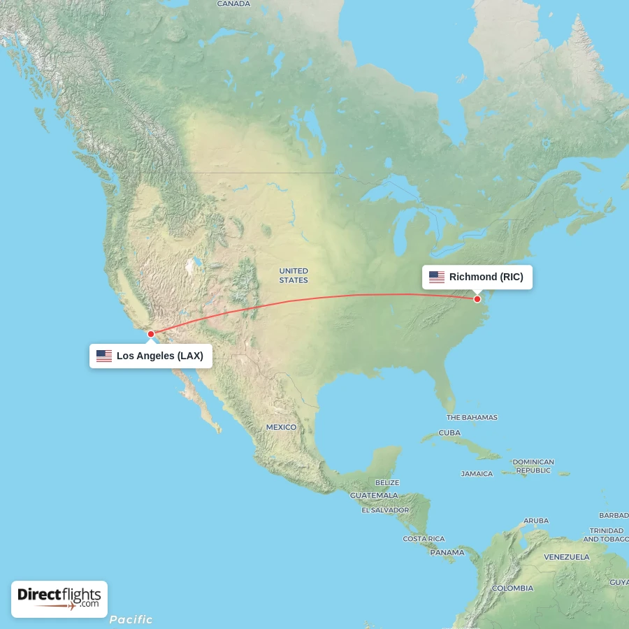 LAX - RIC route map