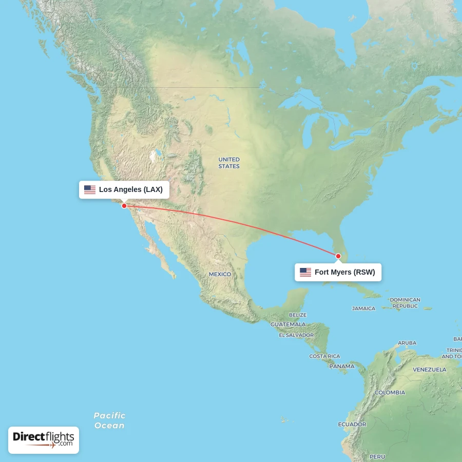 LAX - RSW route map