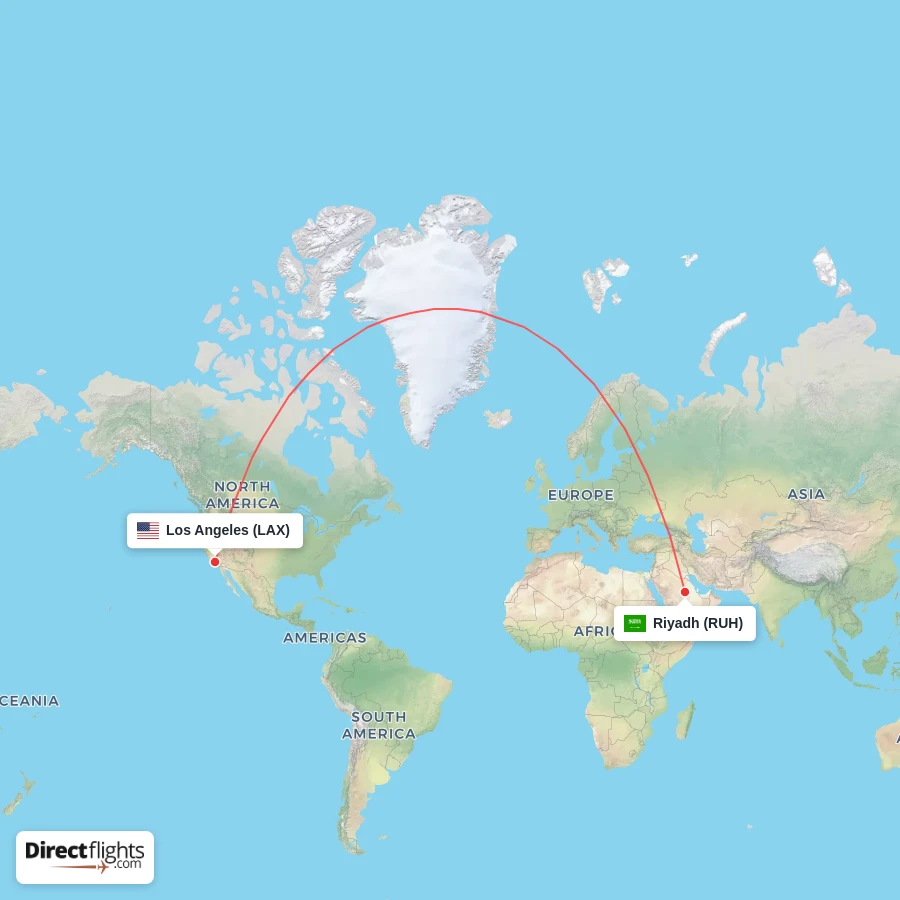 LAX - RUH route map
