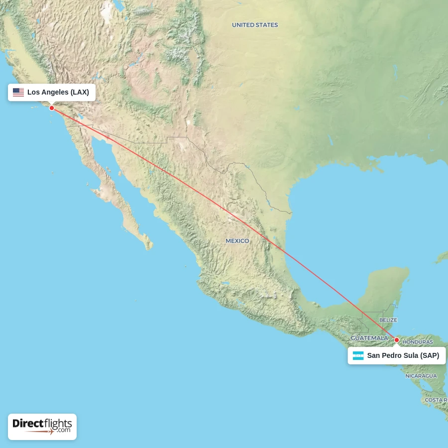 LAX - SAP route map