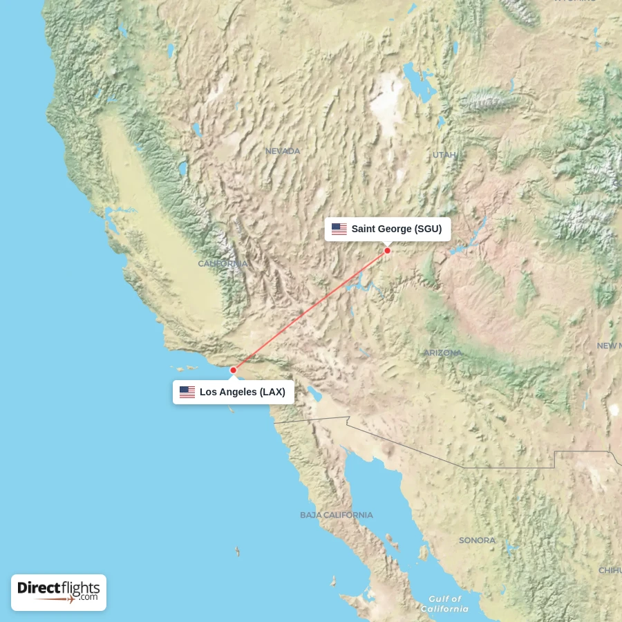 LAX - SGU route map