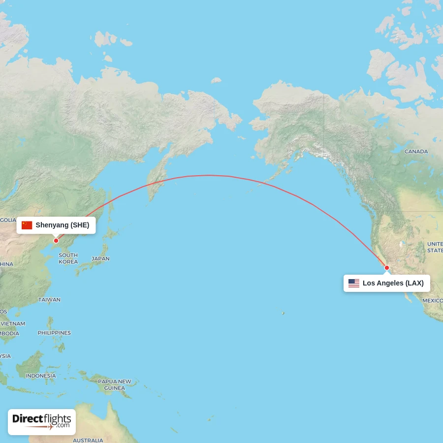LAX - SHE route map