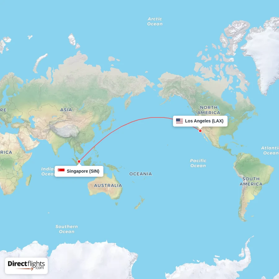 LAX - SIN route map